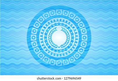 laurel wreath icon inside water concept style badge.