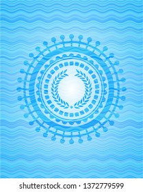 laurel wreath icon inside water representation badge background.