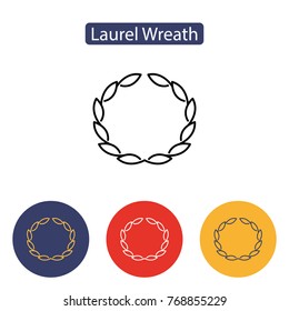 Laurel wreath Icon isolated on white background.Laurel Wreath floral ancient emblem.Outline pictogram for web site design and mobile apps. Vector illustration. Editable stroke.