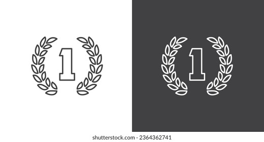 Línea de icono Laurel wreath, ilustración vectorial del conjunto de premios ganador. diseño de decoración de emblema de insignia, triunfo premio campeón de honor aislado en fondo blanco. iconos ganadores.