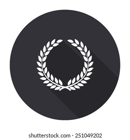 laurel wreath icon with long shadow - vector round button