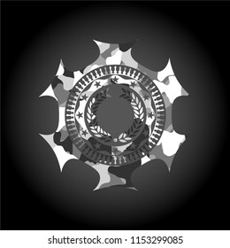laurel wreath icon on grey camouflage texture
