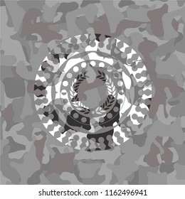 laurel wreath icon on grey camouflaged pattern
