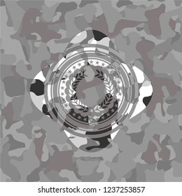 laurel wreath icon on grey camo texture