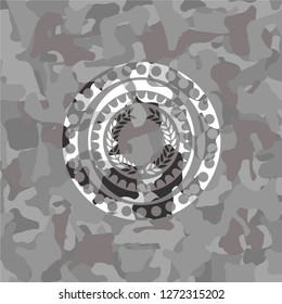 laurel wreath icon on grey camo pattern