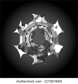 laurel wreath icon on grey camo texture