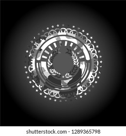 laurel wreath icon on grey camo texture