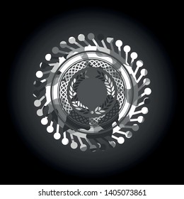 laurel wreath icon on grey camo pattern