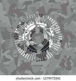 laurel wreath icon on grey camo texture