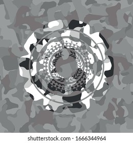 laurel wreath icon on grey camouflaged texture