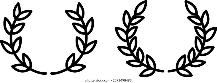 "Laurel Wreath Icon Representing Achievement, Honor, and Success for Recognition, Awards, and Symbolic Triumph"