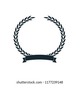 laurel wreath icon with ribbon logo template