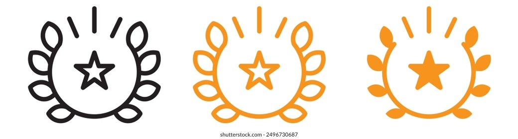 Laurel Wreath Icon Set Achievement and Honor Illustrations for Awards and Recognition