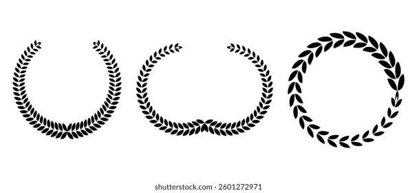 laurel wreath icon set. laurel wreath award icon set. vector illustration.