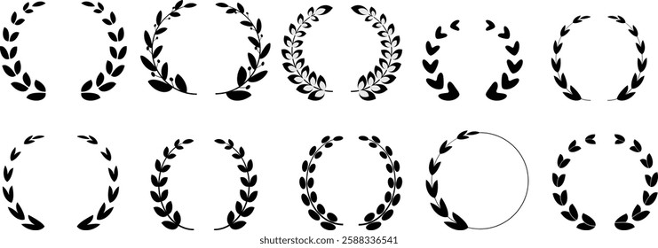 Laurel wreath icon set. vector eps10