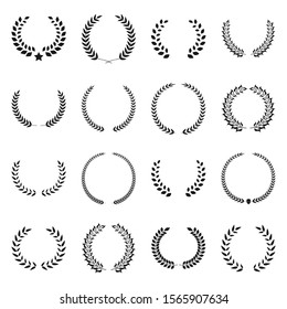 laurel wreath icon set. Vintage frames collection