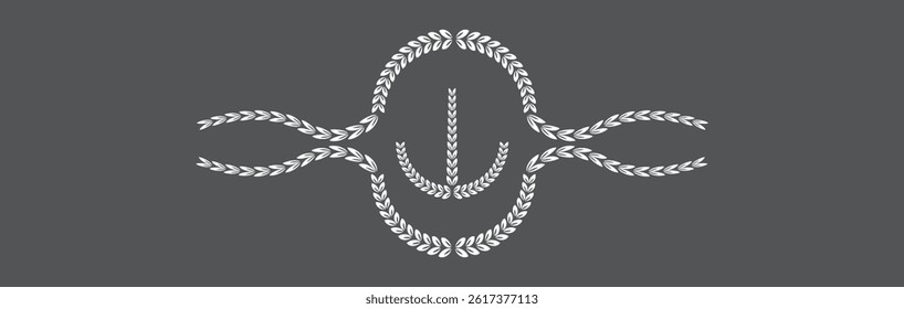 laurel wreath icon set, wreaths and branches with leaves. Hand drawing laurel wreaths and branches collection. Laurels wreaths