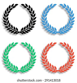 laurel wreath icon with shadow - colored vector set