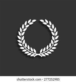 laurel wreath icon with shadow - vector illustration