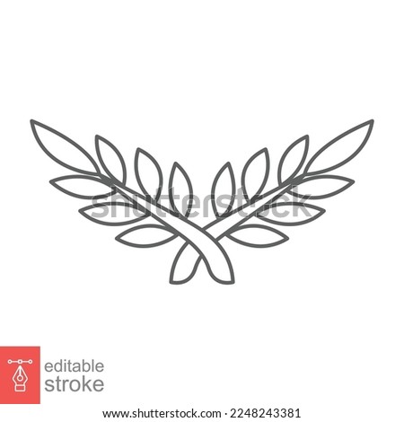 Laurel, wreath icon. Simple outline style. Symbol of victory, winner award, branch and leaves, roman concept. Line vector illustration design isolated on white background. Editable stroke EPS 10.