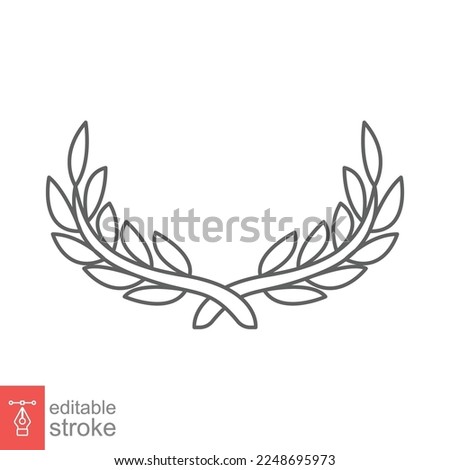 Laurel, wreath icon. Simple outline style. Symbol of victory, winner award, branch and leaves, roman concept. Line vector illustration design isolated on white background. Editable stroke EPS 10.