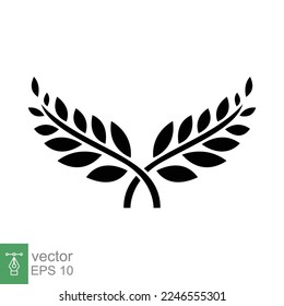 Laurel, wreath icon. Simple solid style. Symbol of victory, winner award, branch and leaves, roman concept. Silhouette sign. Glyph vector illustration design isolated on white background. EPS 10.