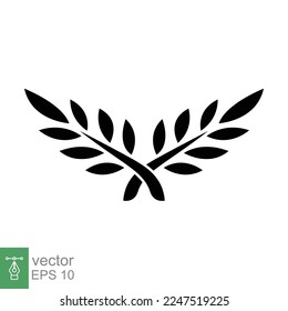 Laurel, wreath icon. Simple solid style. Symbol of victory, winner award, branch and leaves, roman concept. Silhouette sign. Glyph vector illustration design isolated on white background. EPS 10.