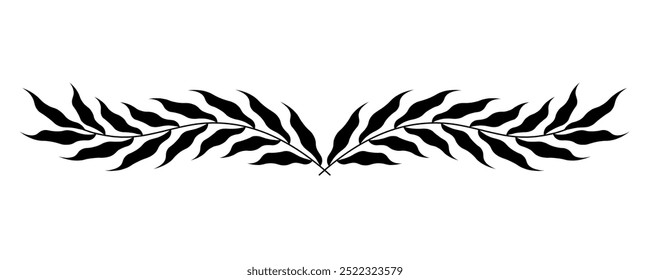 Laurel, ícone da coroa. Estilo sólido simples. Símbolo de vitória, prêmio do vencedor, ramo e folhas, conceito romano. Símbolo de silhueta. Design de ilustração de vetor de glifo isolado em plano de fundo transparente