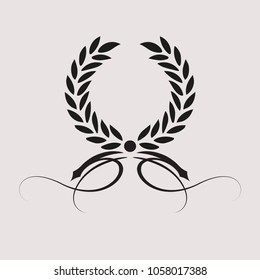 laurel wreath icon , sports label, black vector illustration