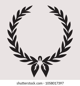 laurel wreath icon , sports label, black vector illustration,vintage icon