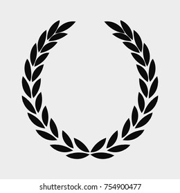 laurel wreath icon , sports label, black vector illustration