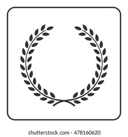 A laurel wreath icon, symbol of victory and achievement. Vintage design element for medals, awards, or anniversary logo. Gray silhouette, isolated on white background. Vector illustration