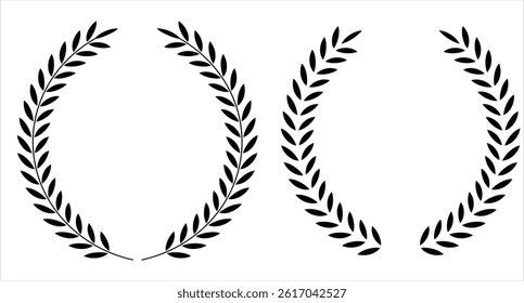 Laurel wreath icon, vector. Vector black laurels set. Greek olive branch award vector, illustration. leaf icon vector. 
