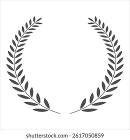 Laurel wreath icon, vector. Black logo design with wreath laurel. Greek olive branch award vector, illustration.