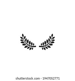 Laurel Wreath Icon. Vector Flat illustrationisolated on white.  Winner label made of twigs with green leaves. Victory logo. First place, award icon