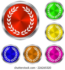 Laurel Wreath icon - vector glossy colourful buttons