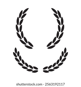 Laurel wreath icon. Victory symbol vector. Black award emblem. Classic honor shape.