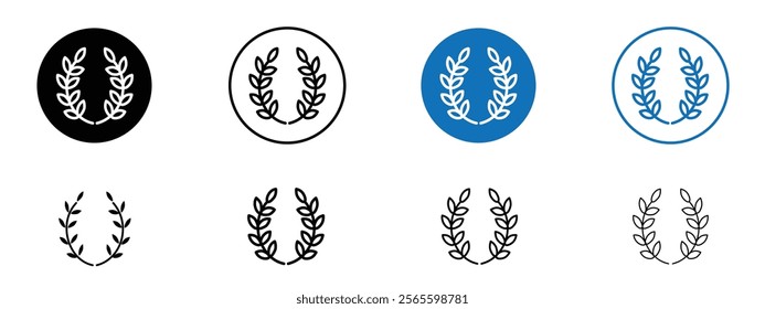 Laurel wreath icons in black and blue colors