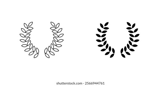 Laurel wreath icons. black and white vector set.