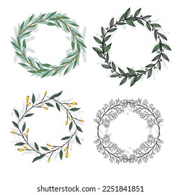 Laurel wreath icons colored classical sketch