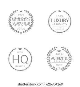 Laurel wreath icons. Satisfaction guaranteed, Luxury product, High quality, Authentic brand