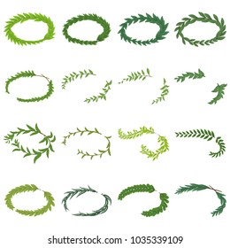 Laurel wreath icons set. Isometric illustration of 16 laurel wreath vector icons for web