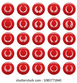 Laurel wreath icons set. Simple illustration of 25 laurel wreath vector icons red isolated