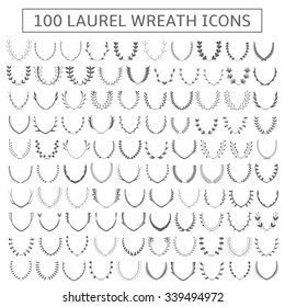 Laurel wreath icons. Victory, champions, winner concept