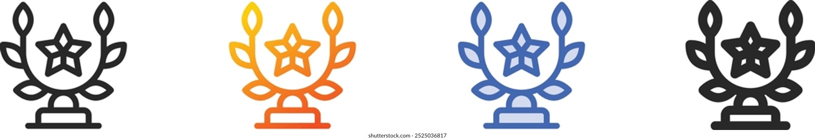 laurel wreath icon.Thin Linear, gradiente, azul traço e negrito estilo design isolado no fundo branco