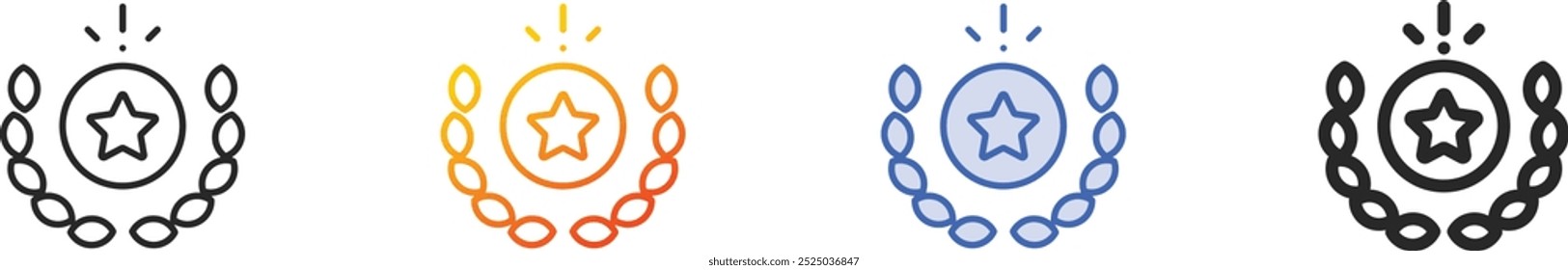 laurel wreath icon.Thin Linear, gradiente, azul traço e negrito estilo design isolado no fundo branco