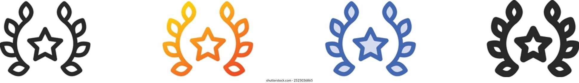 laurel wreath icon.Thin Linear, Gradient, Blue Stroke and bold Style Design Isolated On White Background