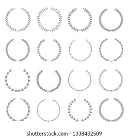 Laurel wreath label badge set isolated, Vector illustration