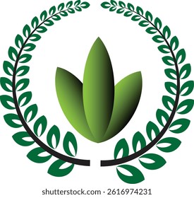 Laurel wreath with leaf arrangement logo