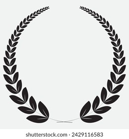 Laurel wreath. Laurel leaf crest sign. Roman wreath best movie nomination. Film festival award border.